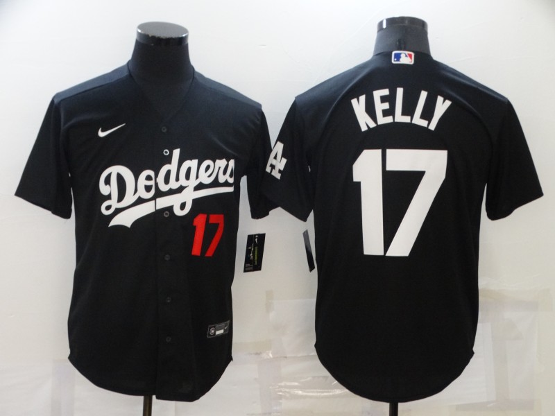 2021 Men Los Angeles Dodgers 17 Joe Kelly black game jerseys